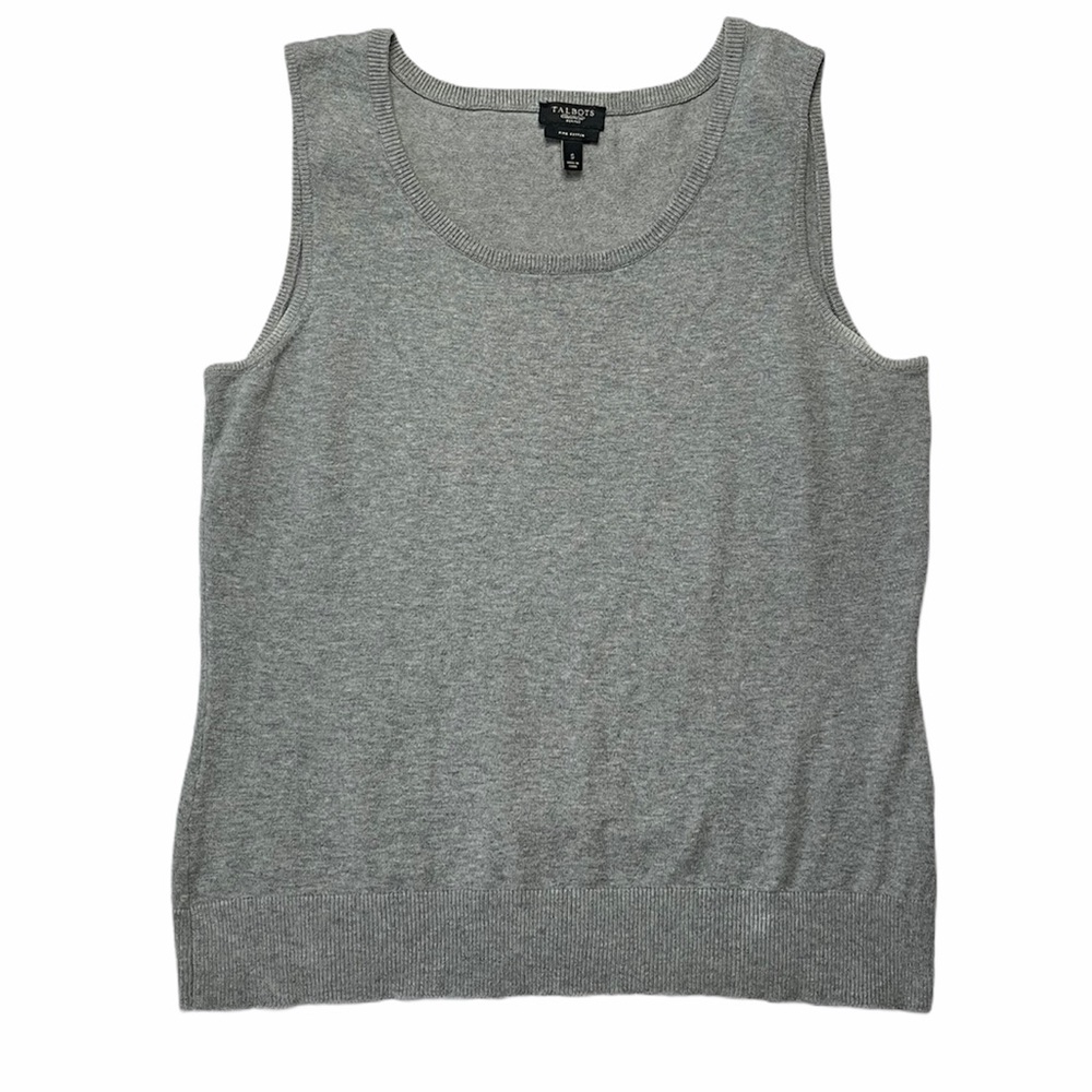 Vintage | Grey Cotton Blend Crew Neck Basic Knit Sweater Vest S - Picture 2 of 9